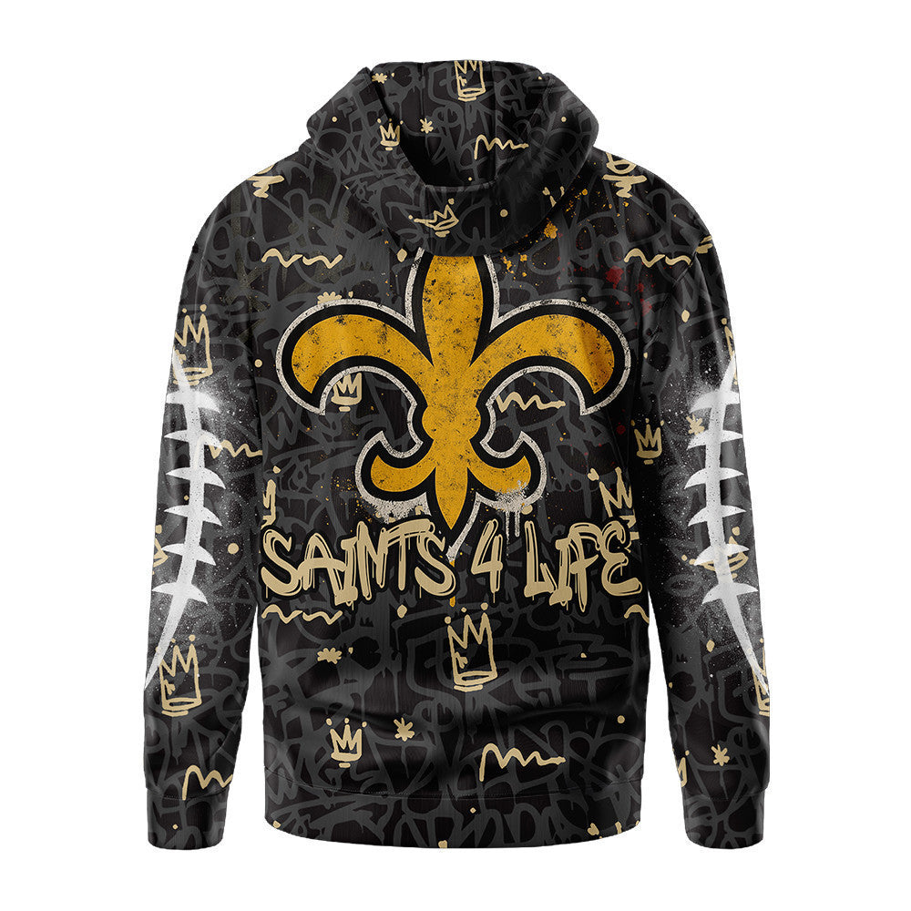 New Orleans Saints Premium Special Graffiti My Team 4 Life Hoodie Mm