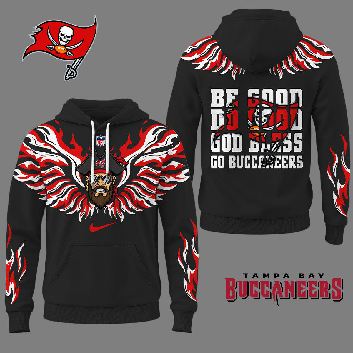 Tampa Bay Buccaneers Premium Fire Wings 3d Hoodie Ny