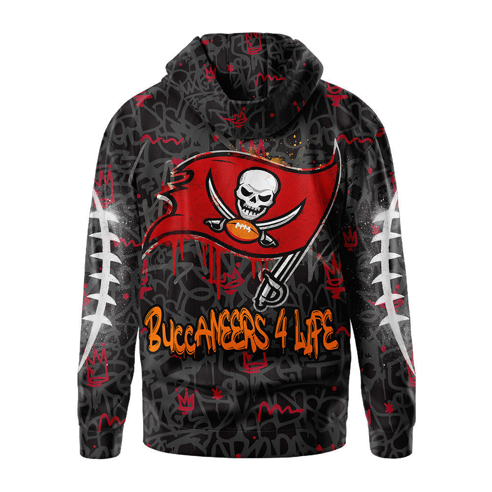 Tampa Bay Buccaneers Premium Special Graffiti My Team 4 Life Hoodie Mm