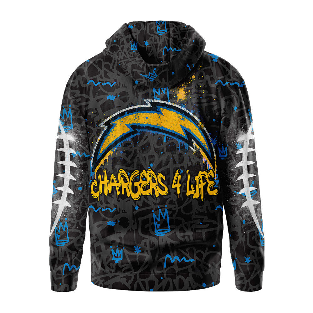 Los Angeles Chargers Premium Special Graffiti My Team 4 Life Hoodie Mm