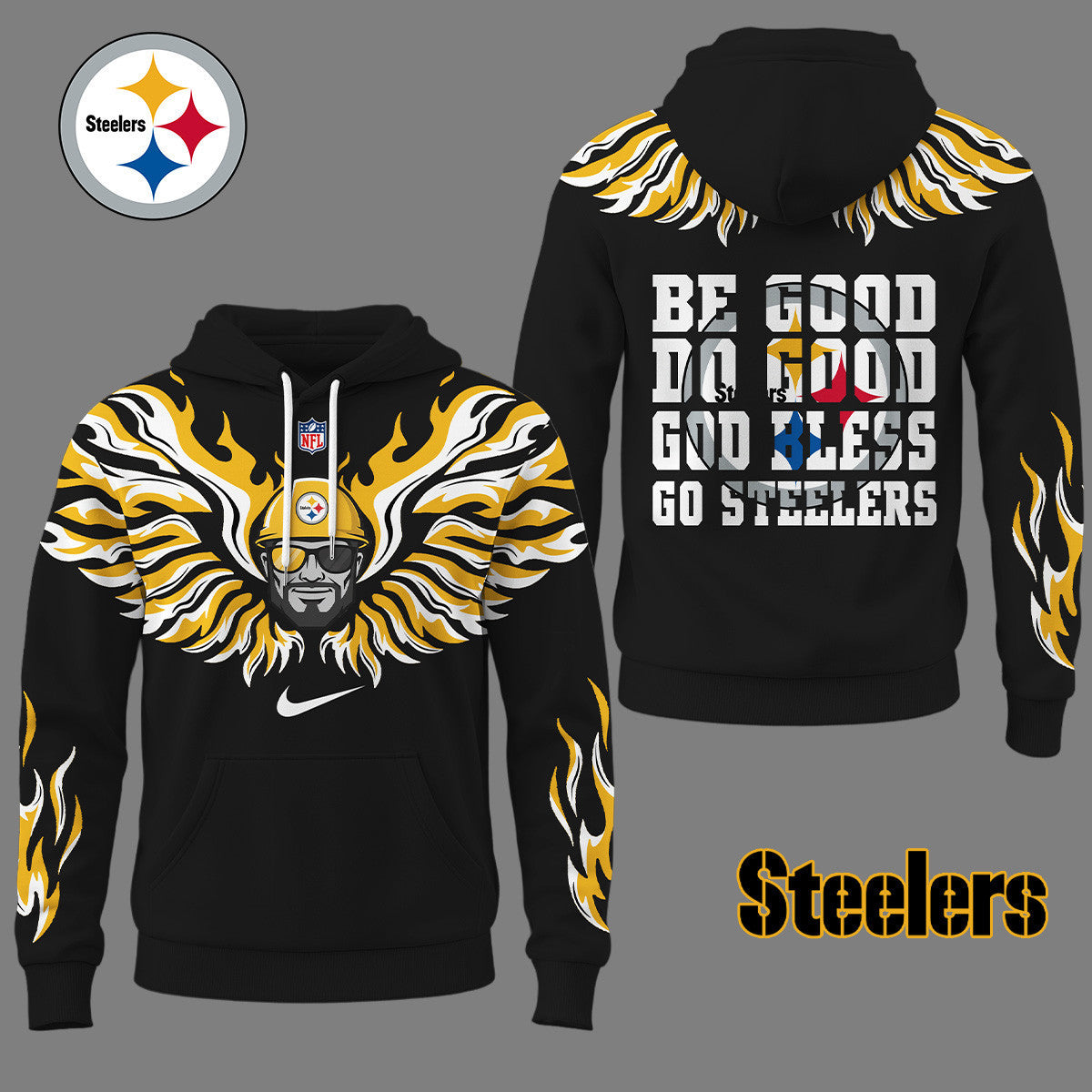 Pittsburgh Steelers Premium Fire Wings 3d Hoodie Ny