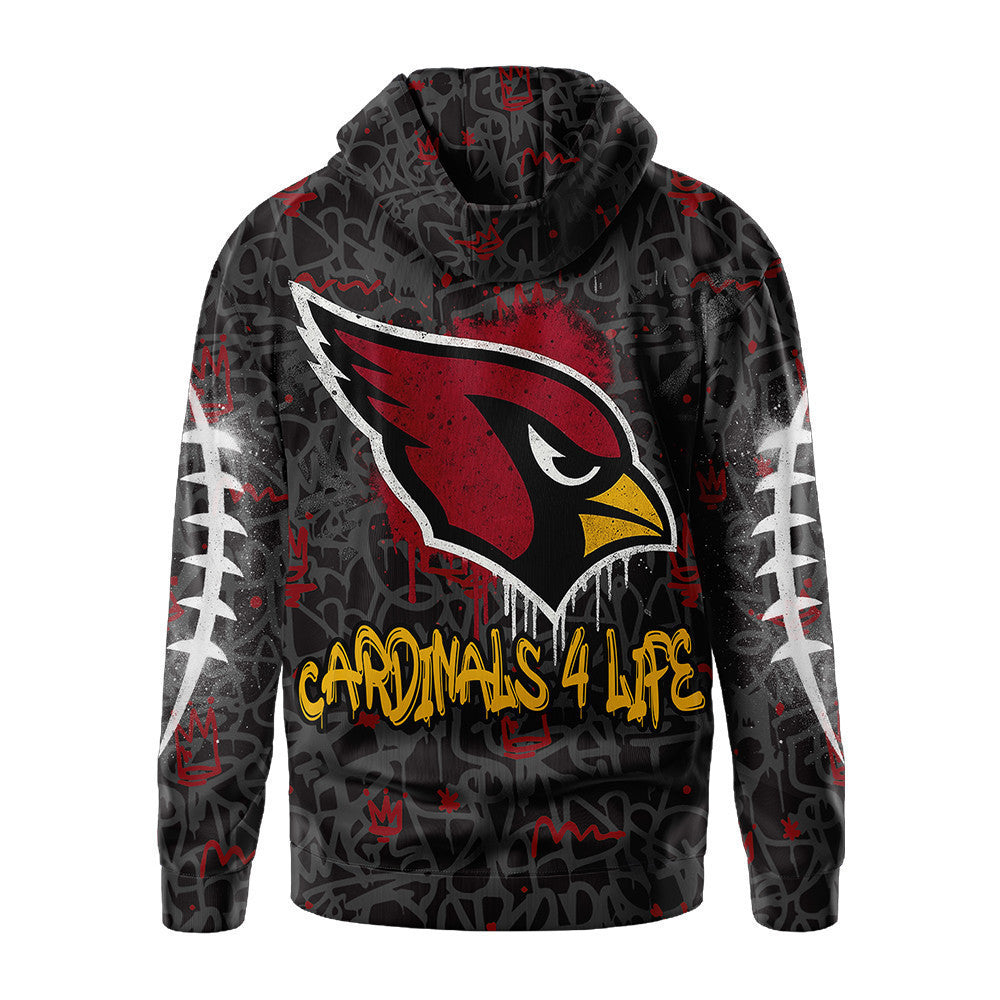 Arizona Cardinals Premium Special Graffiti My Team 4 Life Hoodie Mm