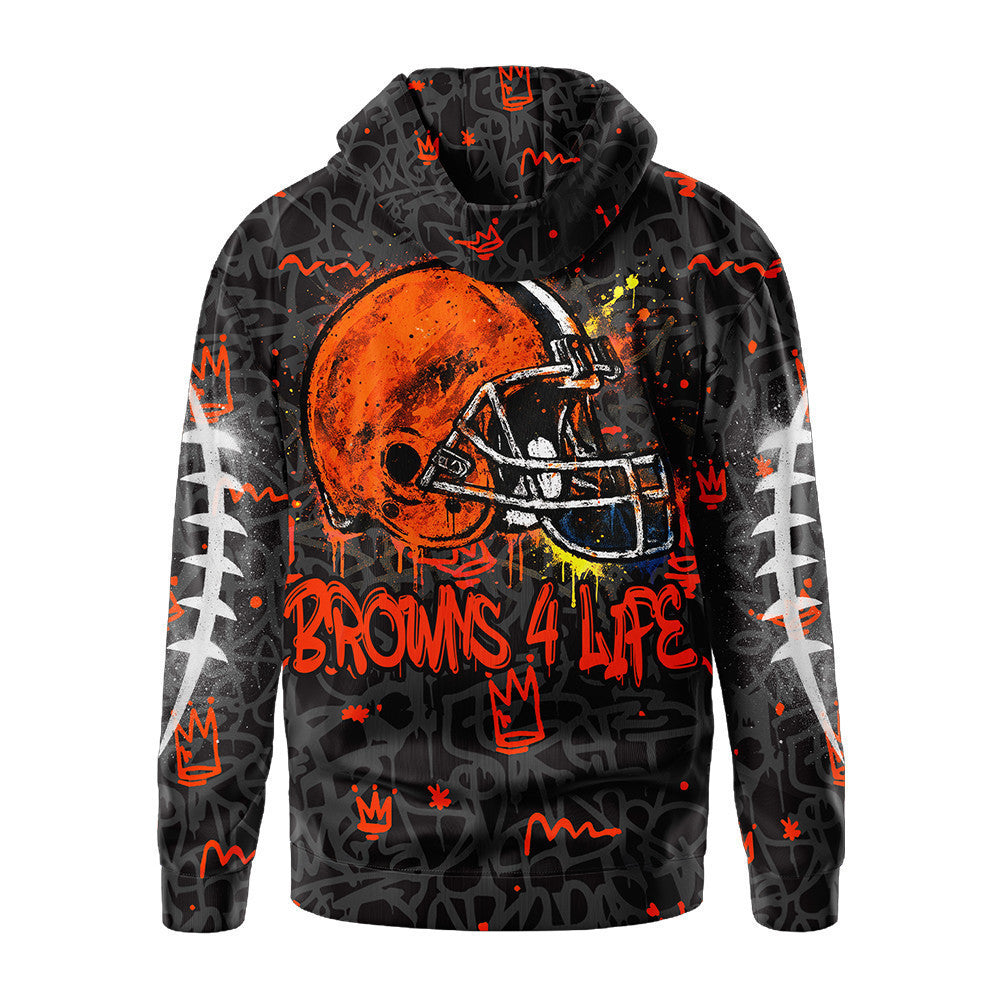 Cleveland Browns Premium Special Graffiti My Team 4 Life Hoodie Mm