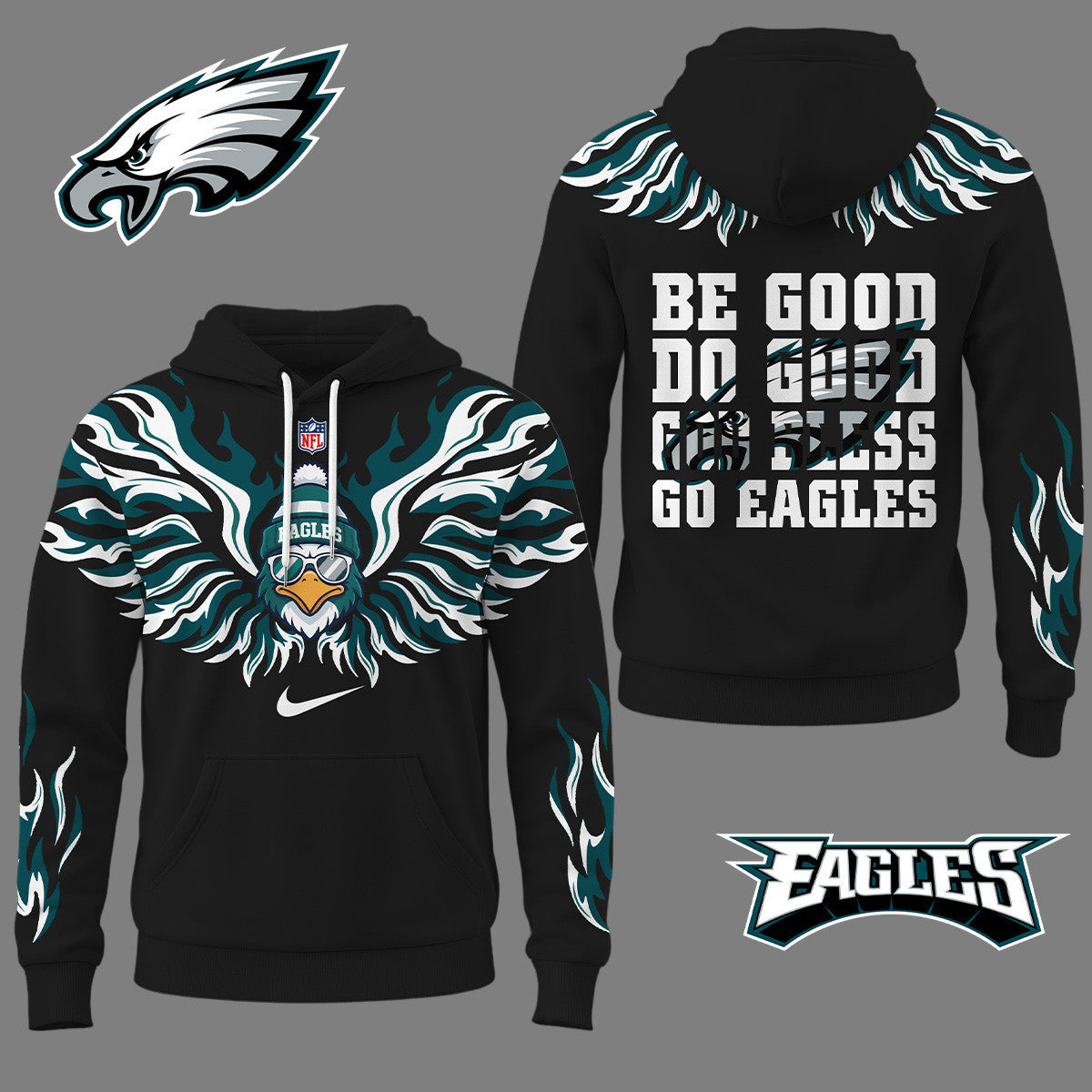 Philadelphia Eagles Premium Fire Wings 3d Hoodie Ny