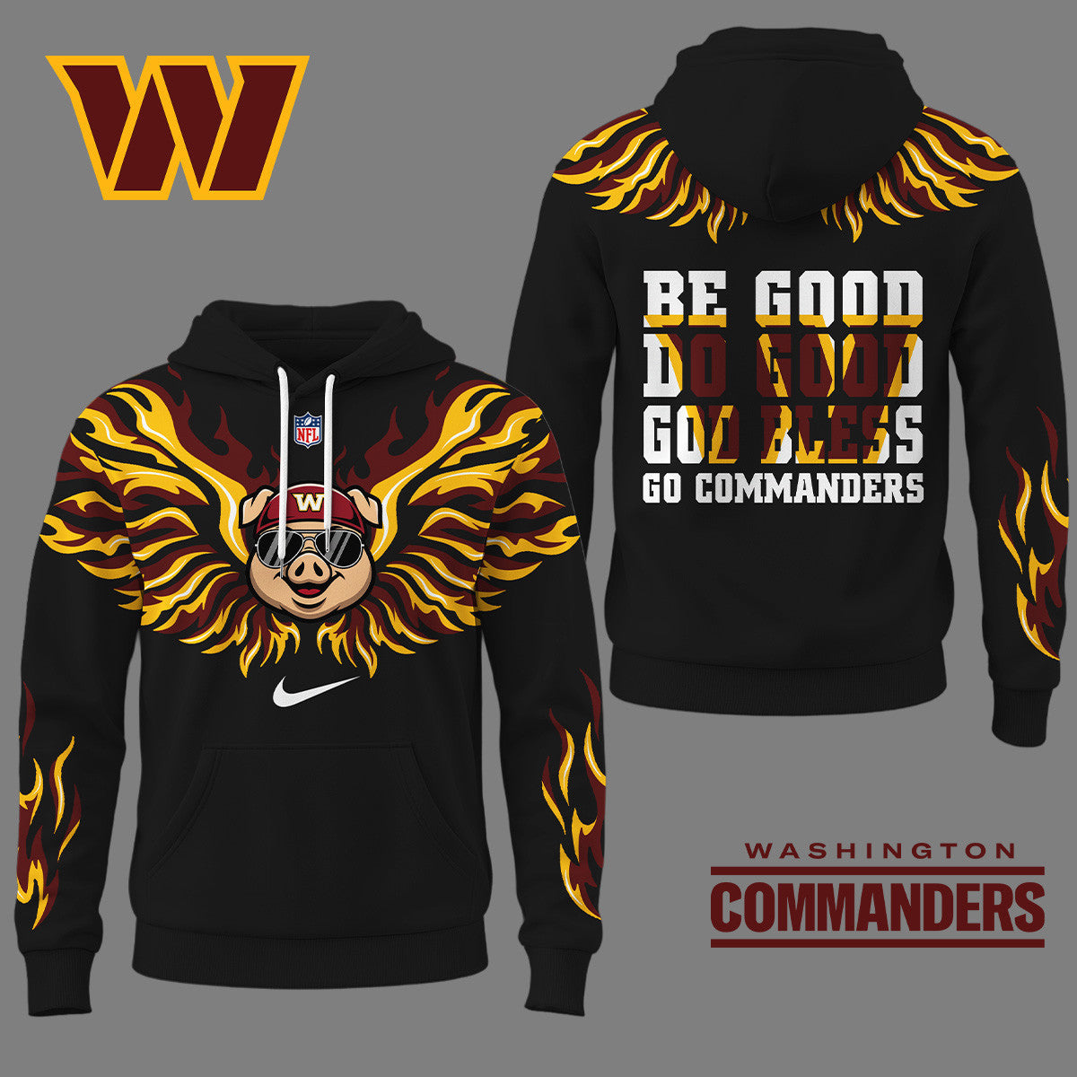 Washington Premium Fire Wings 3d Hoodie Ny