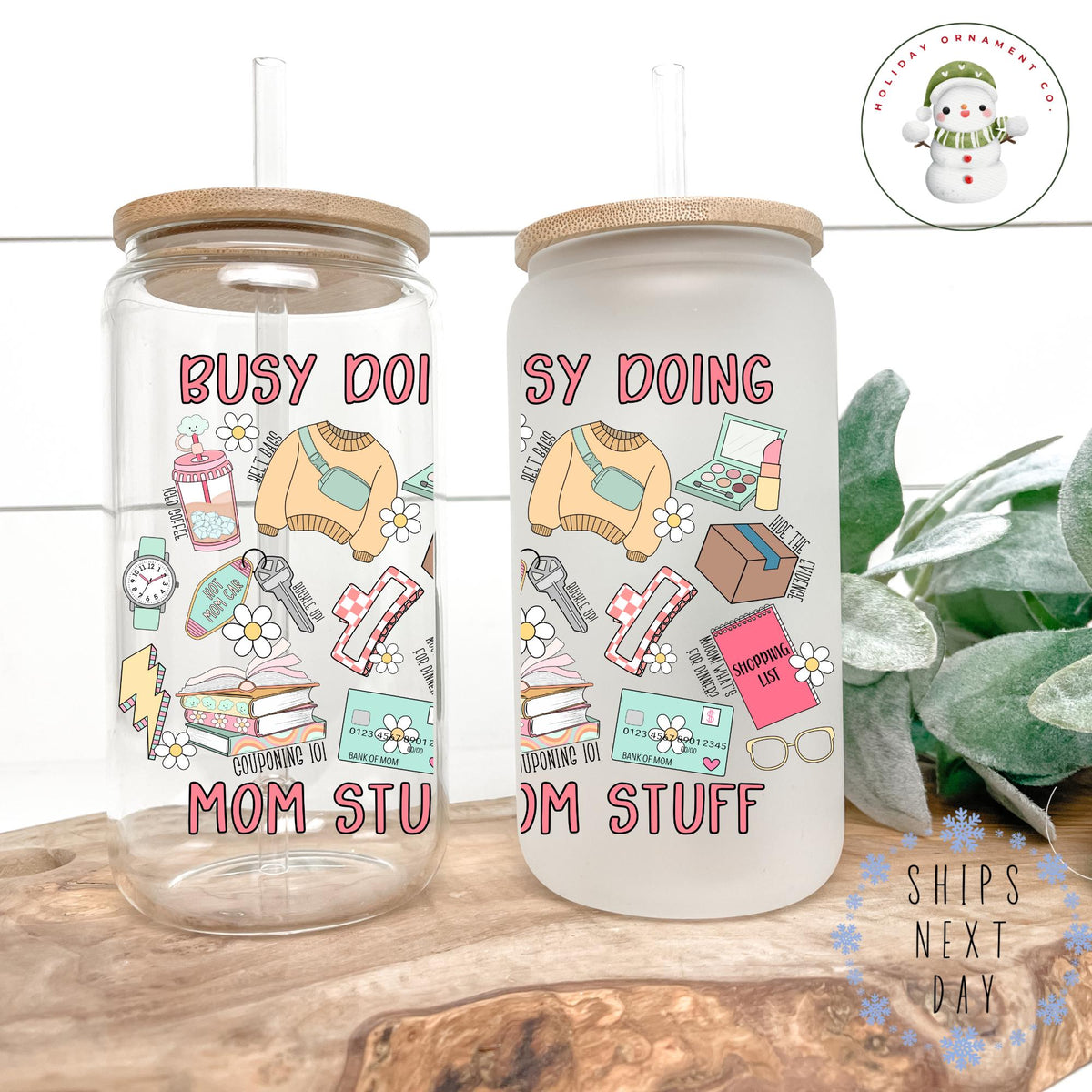 Funny Mom Stuff Glass Tumbler Cup: Iced Coffee Libbey Cup