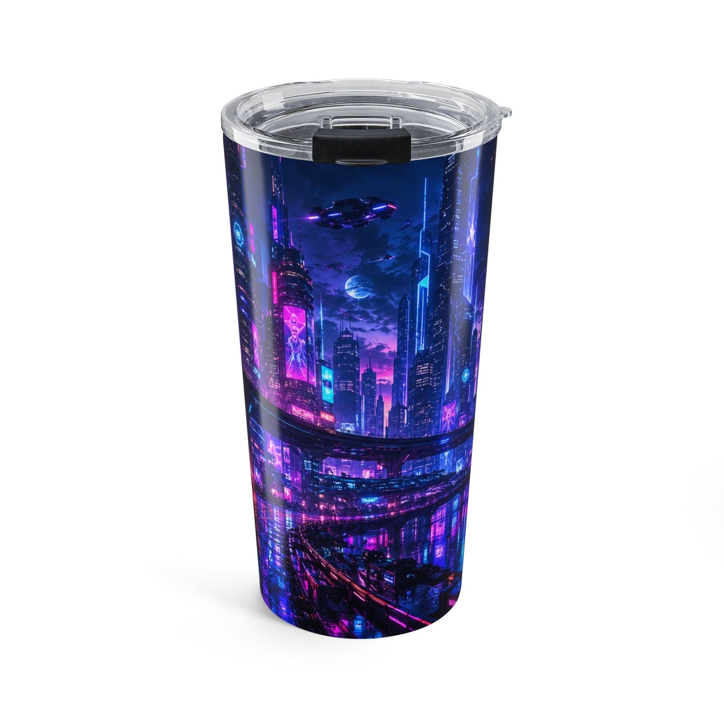 Cyberpunk Neon Cityscape 20oz Tumbler