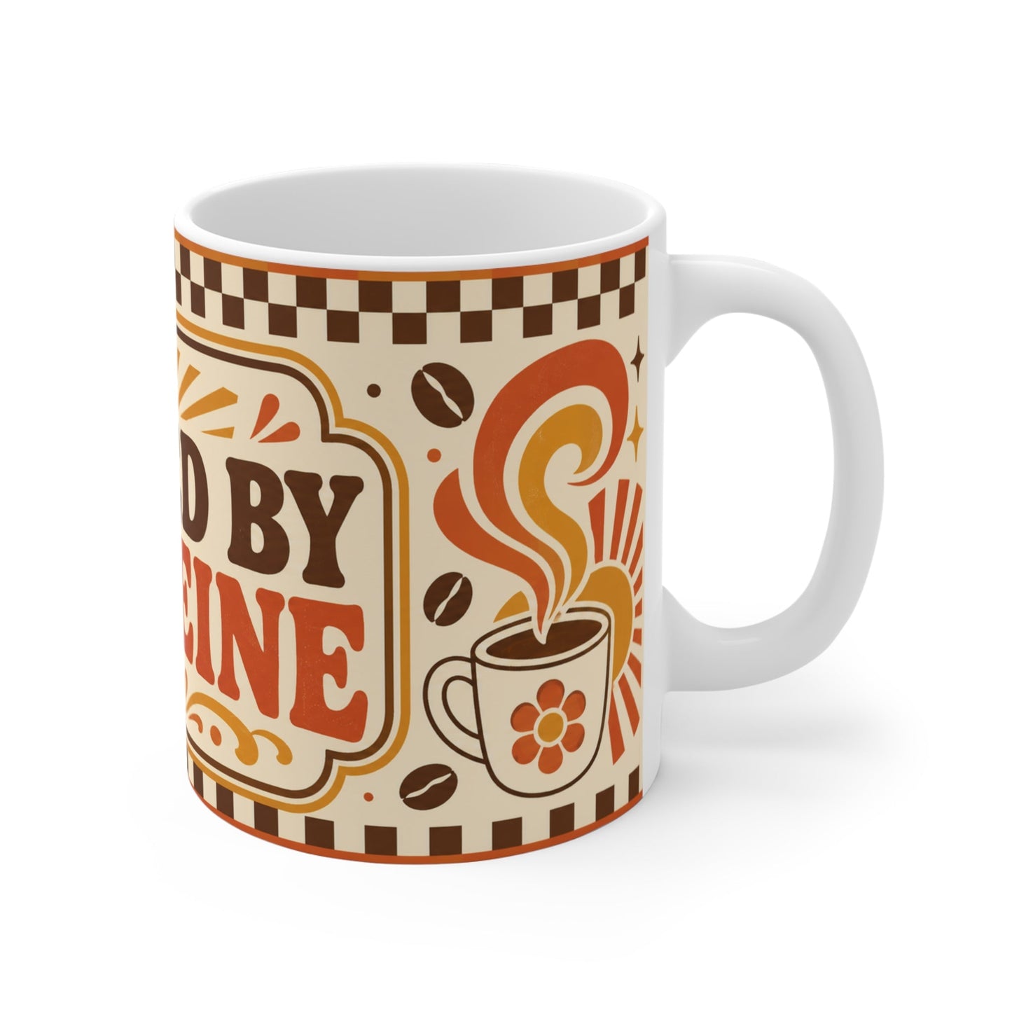 Fueled By Caffeine – Funny Coffee Mug, 11oz Ceramic Mug