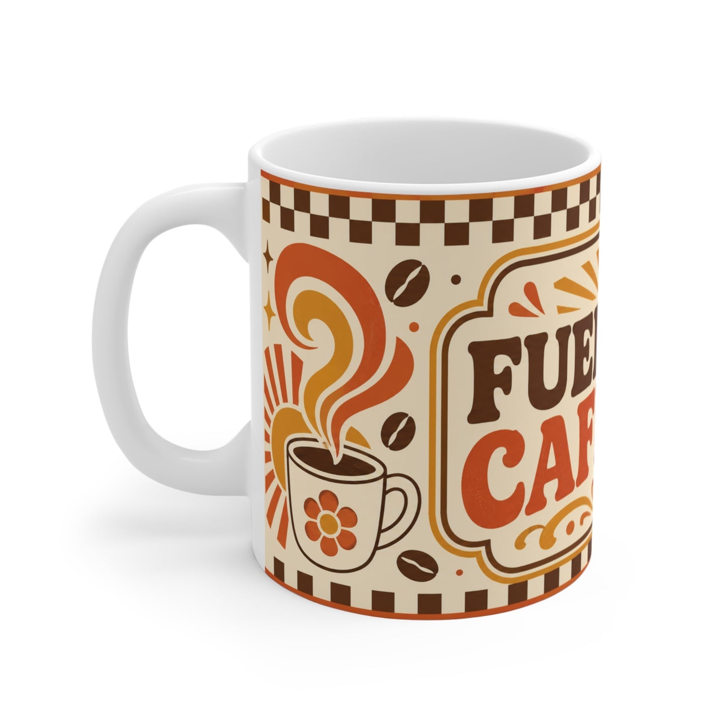 Fueled By Caffeine – Funny Coffee Mug, 11oz Ceramic Mug