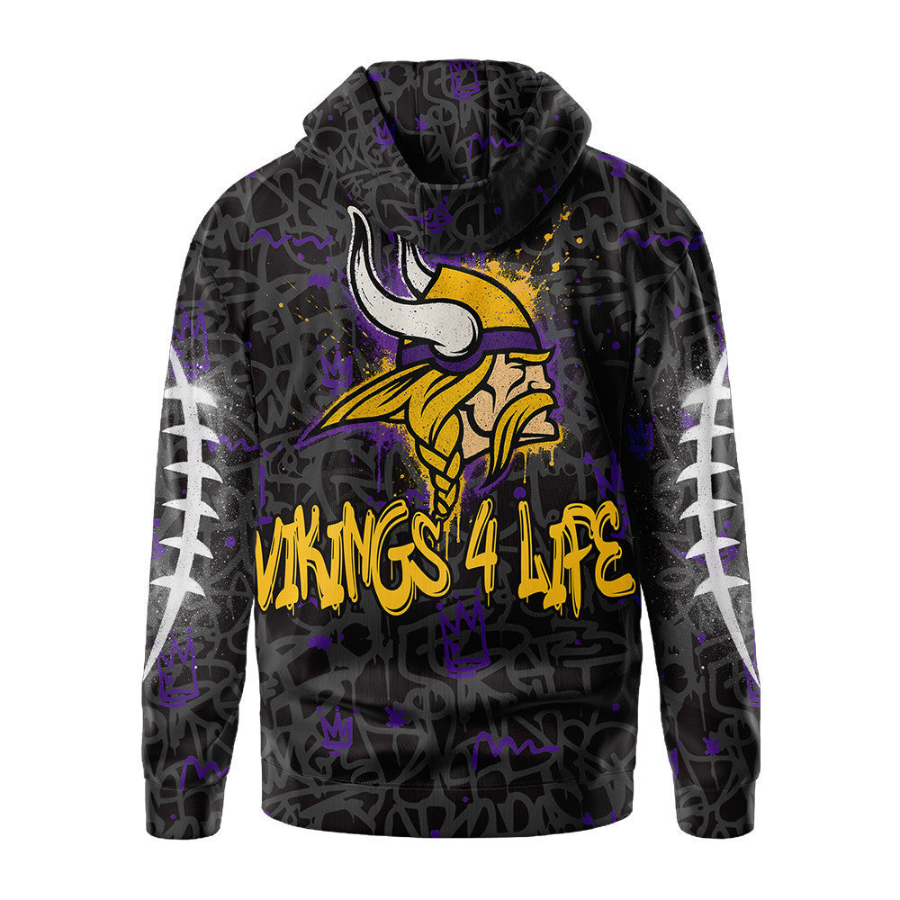 Minnesota Vikings Premium Special Graffiti My Team 4 Life Hoodie Mm