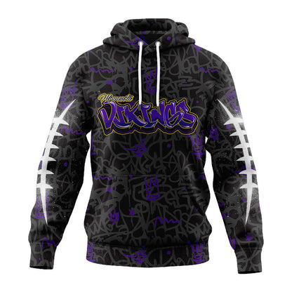 Minnesota Vikings Premium Special Graffiti My Team 4 Life Hoodie Mm
