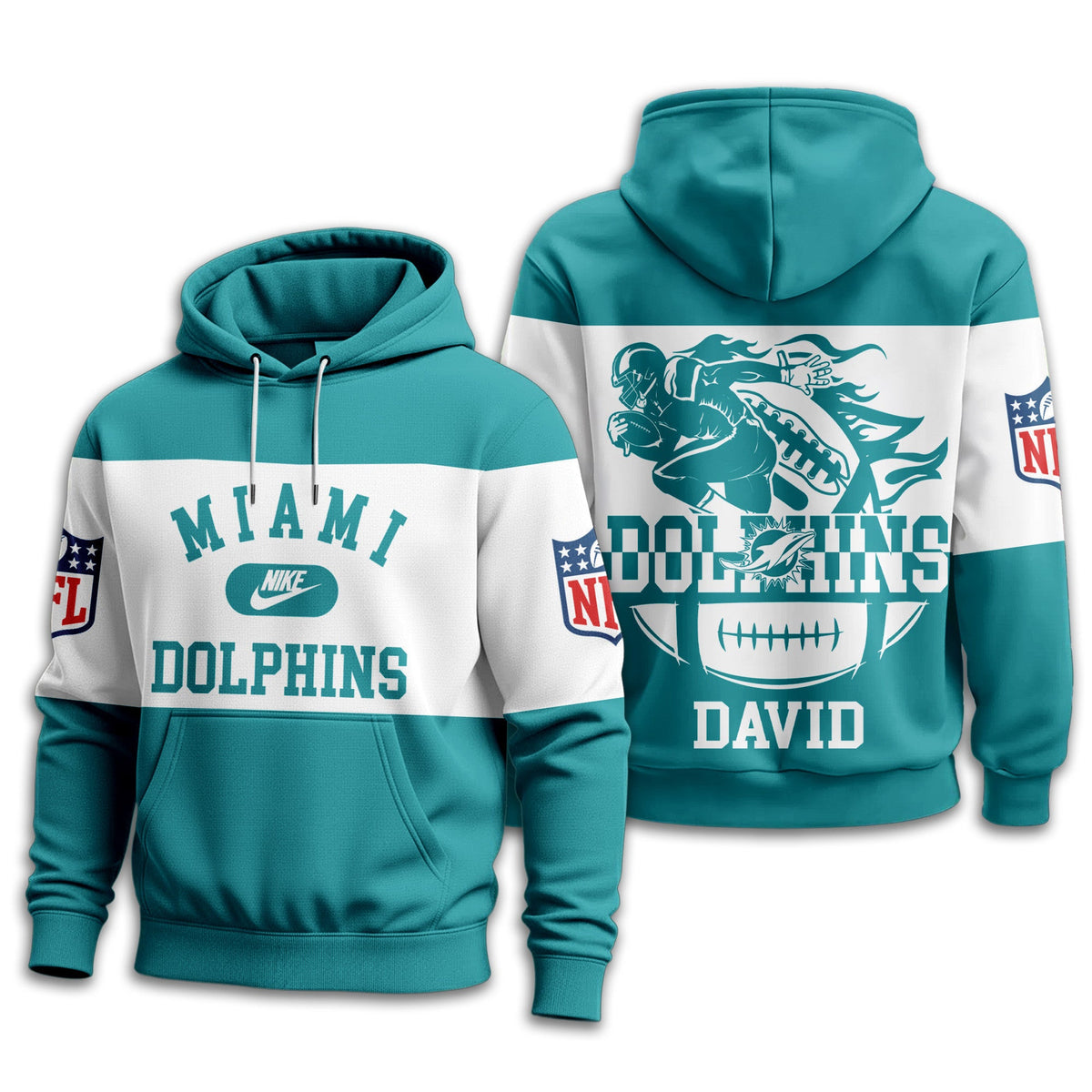 Miami Dolphins | Premium Touchdown Spirit Personalized Hoodie Td