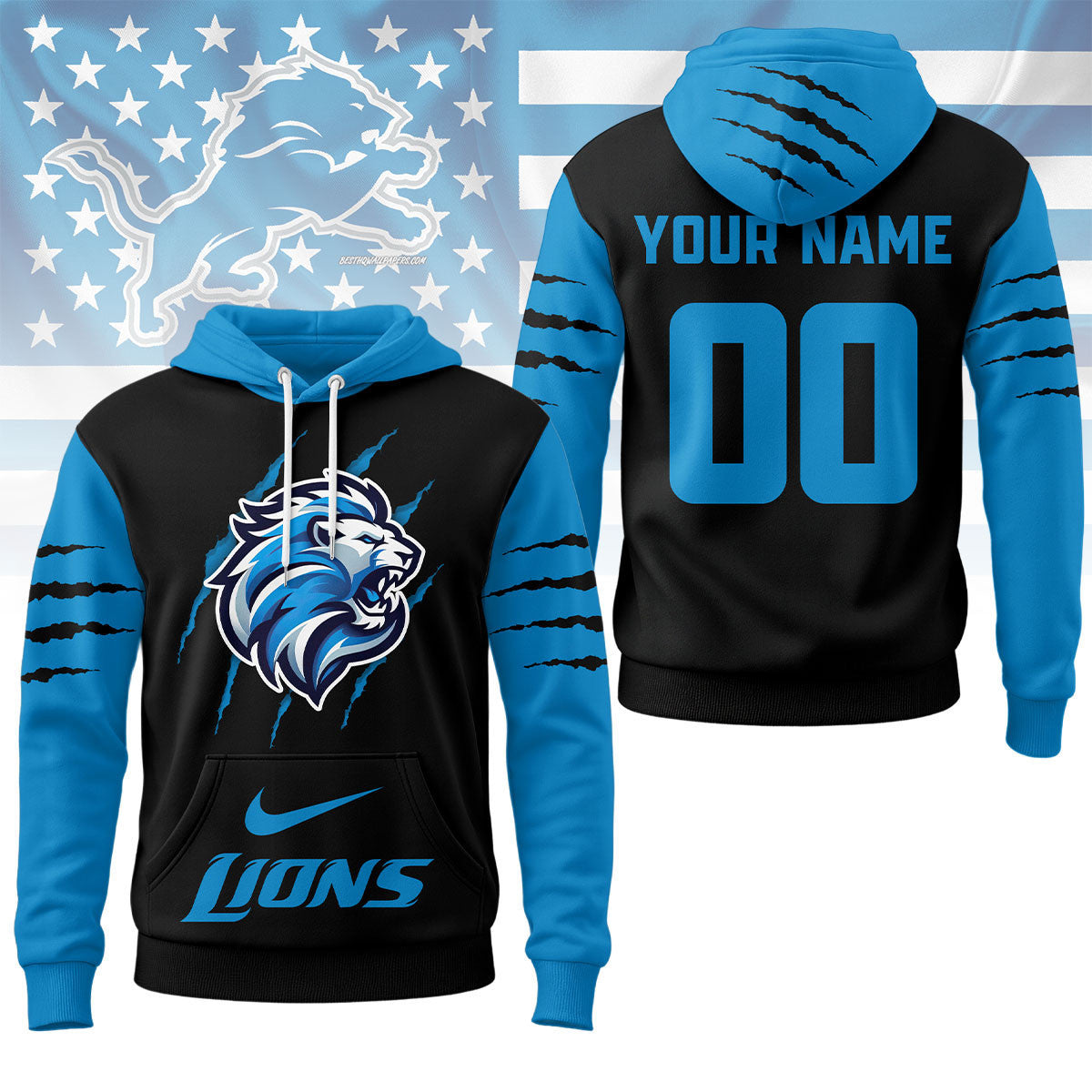 Detroit Lions | Premium Nfl Fan Pride Claw Hoodie Ny