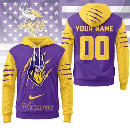 Minnesota Vikings | Premium Nfl Fan Pride Claw Hoodie Ny