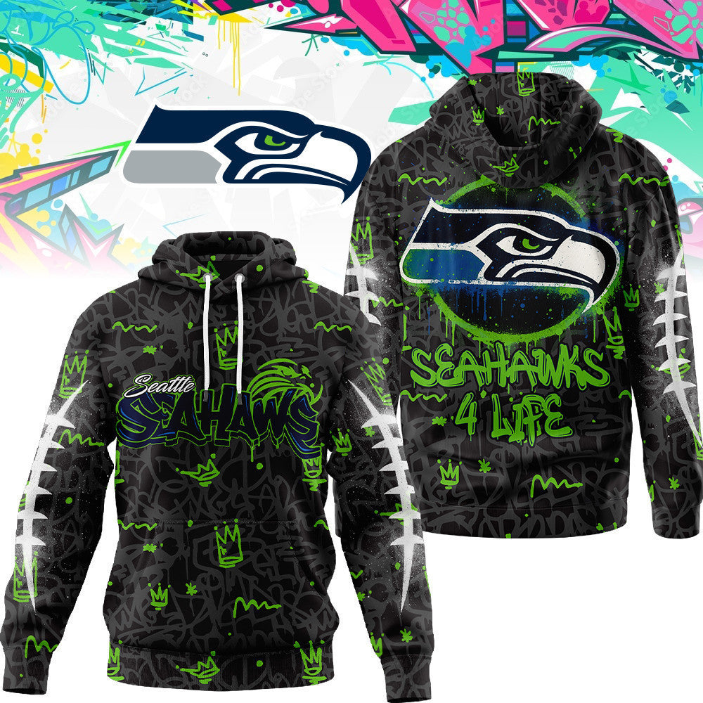 Seattle Seahawks Premium Special Graffiti My Team 4 Life Hoodie Mm