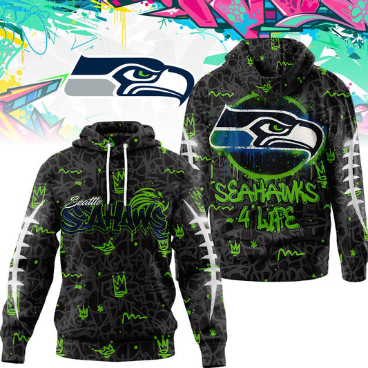 Seattle Seahawks Premium Special Graffiti My Team 4 Life Hoodie Mm