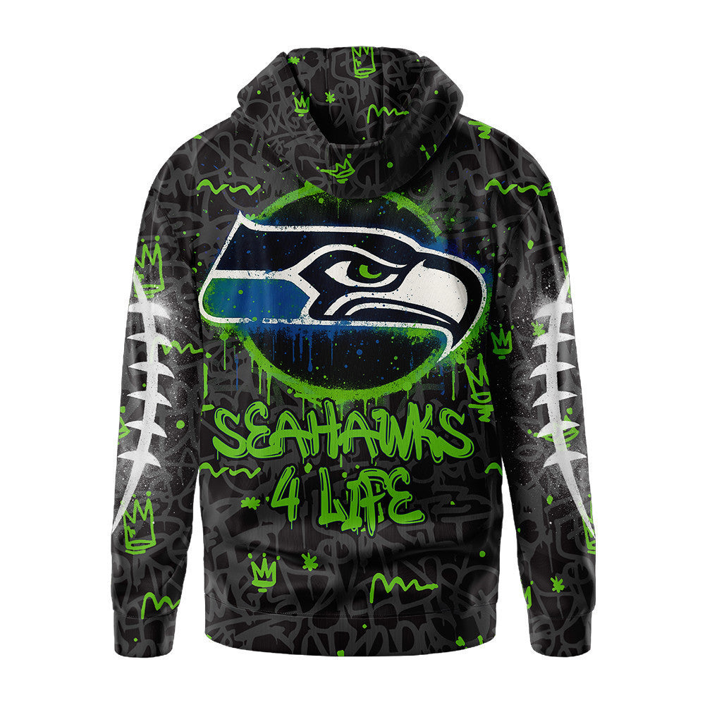 Seattle Seahawks Premium Special Graffiti My Team 4 Life Hoodie Mm