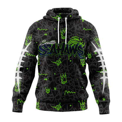 Seattle Seahawks Premium Special Graffiti My Team 4 Life Hoodie Mm