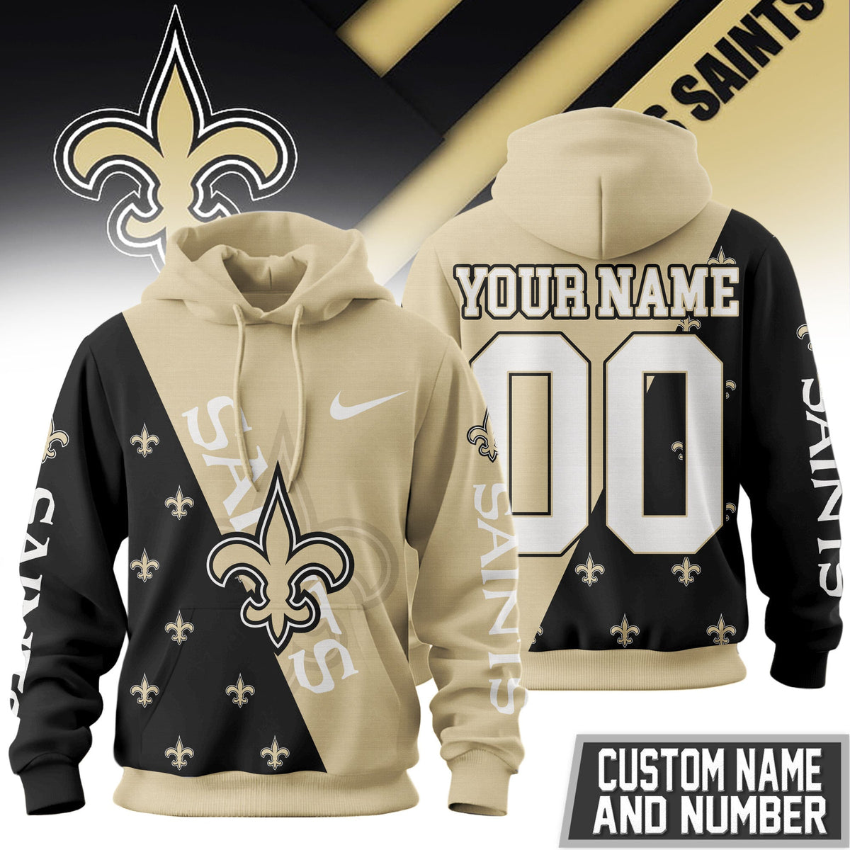 New Orleans Saints Premium True Fan Spirit Custom Football Hoodie