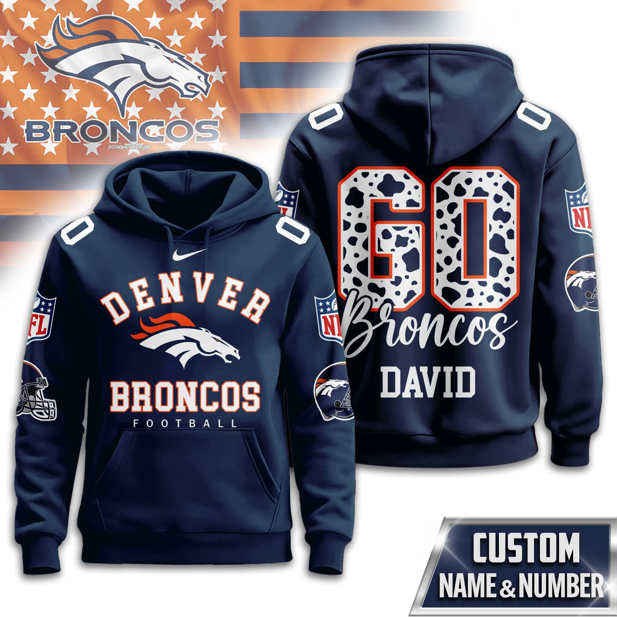 Denver Broncos Premium Custom Game Day Hoodie Td