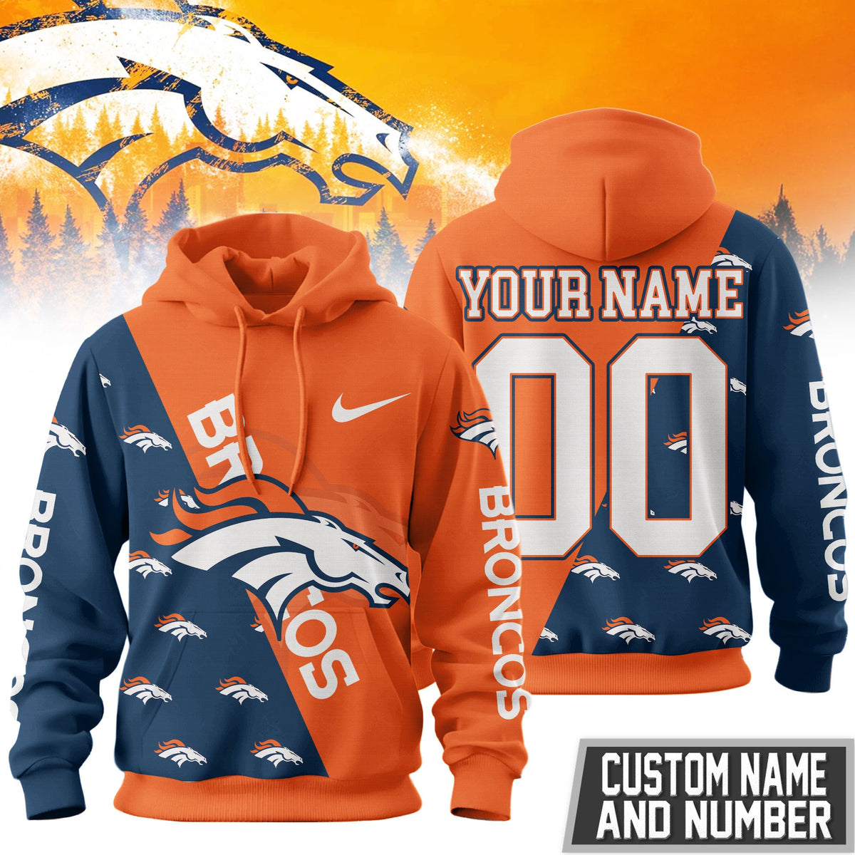 Denver Broncos Premium True Fan Spirit Custom Football Hoodie