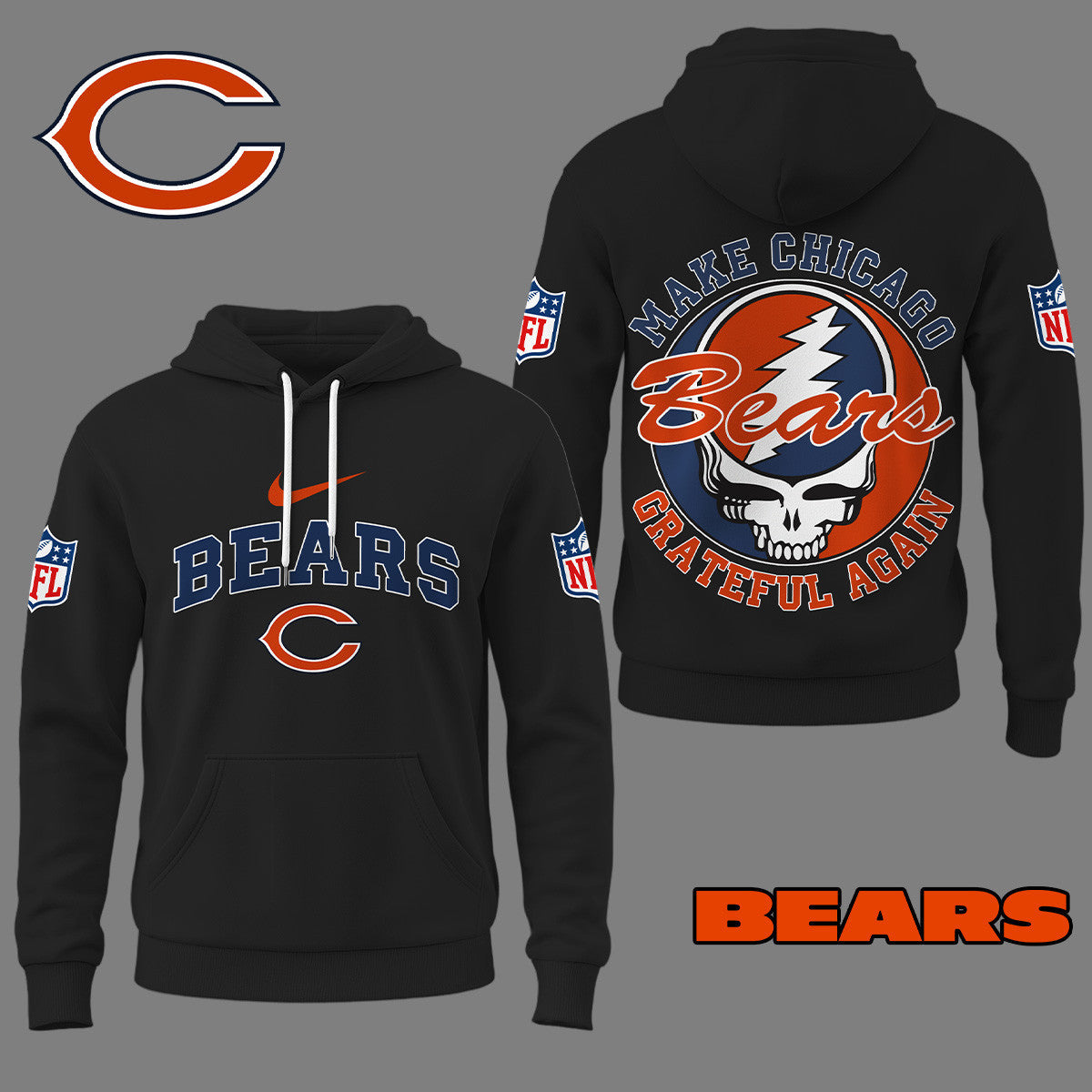 Chicago Bears | Premium Grateful Again Hoodie Ny