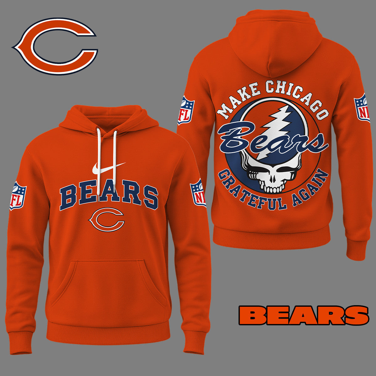 Chicago Bears | Premium Grateful Again Hoodie Ny
