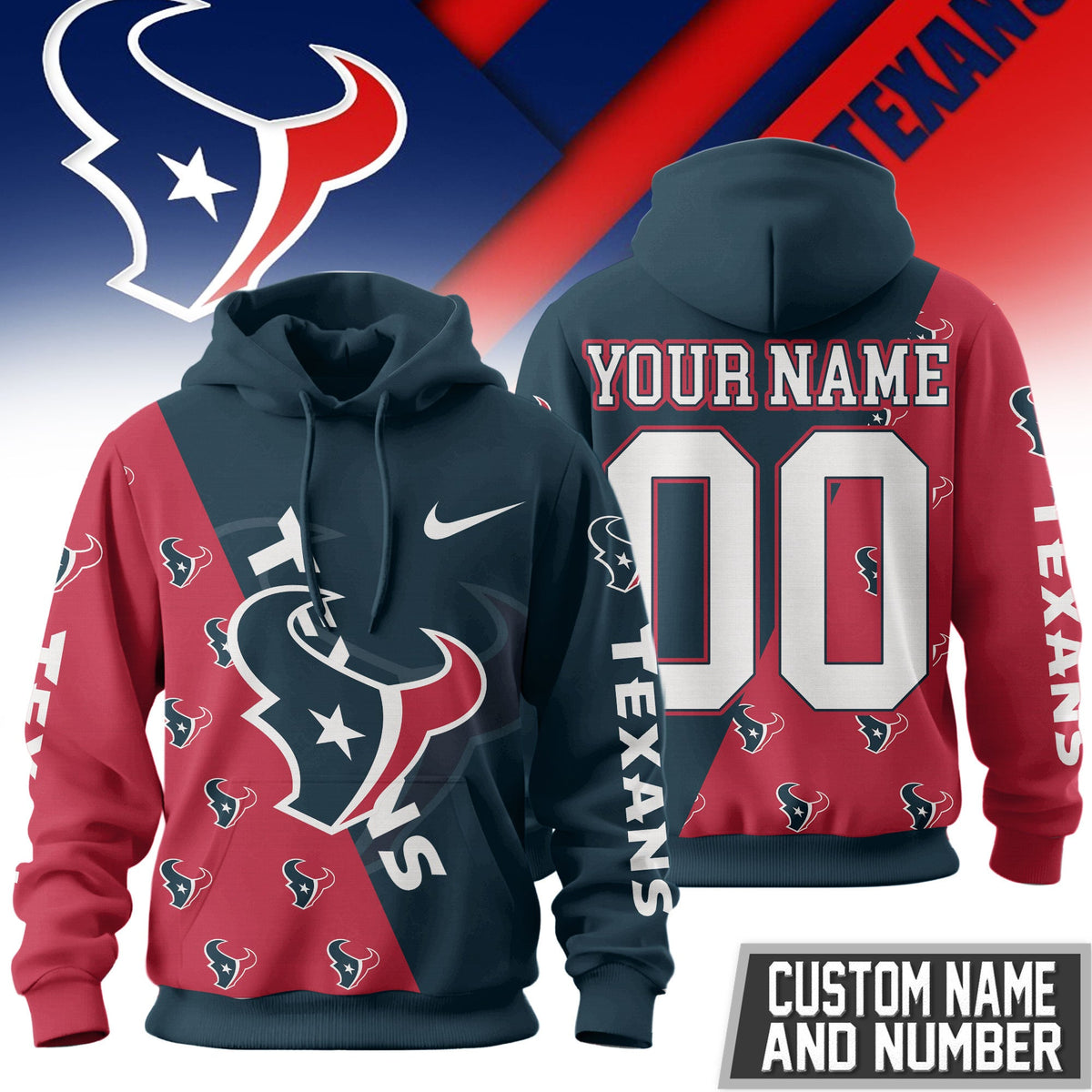 Houston Texans Premium True Fan Spirit Custom Football Hoodie
