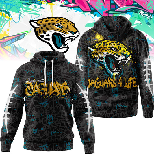 Jacksonville Jaguars Premium Special Graffiti My Team 4 Life Hoodie Mm
