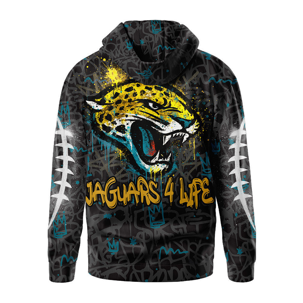 Jacksonville Jaguars Premium Special Graffiti My Team 4 Life Hoodie Mm