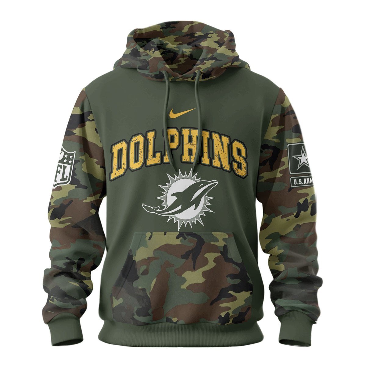 Miami Dolphins Premium Us Army 250th Anniversary 3d Hoodie Td