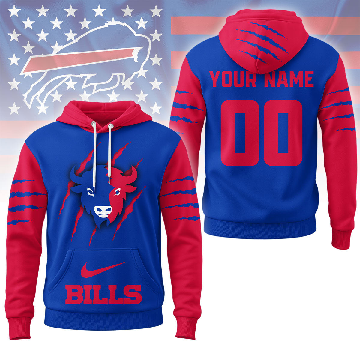 Buffalo Bills | Premium Nfl Fan Pride Claw Hoodie Ny