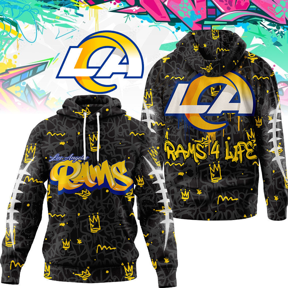 Los Angeles Rams Premium Special Graffiti My Team 4 Life Hoodie Mm