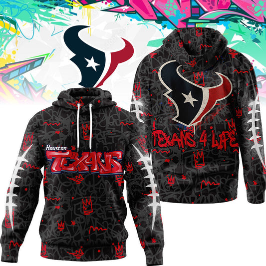 Houston Texans Premium Special Graffiti My Team 4 Life Hoodie Mm