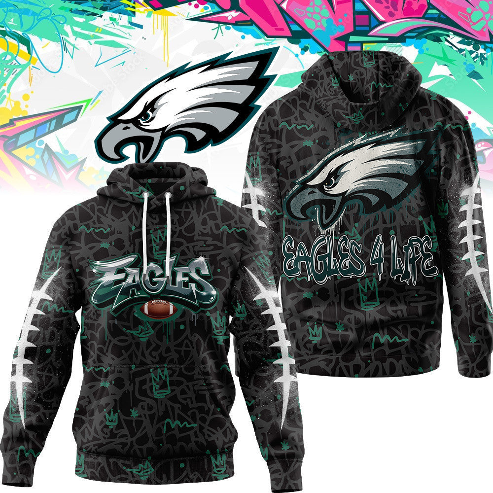Philadelphia Eagles Premium Special Graffiti My Team 4 Life Hoodie Mm