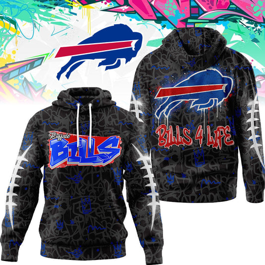Buffalo Bills Premium Special Graffiti My Team 4 Life Hoodie Mm