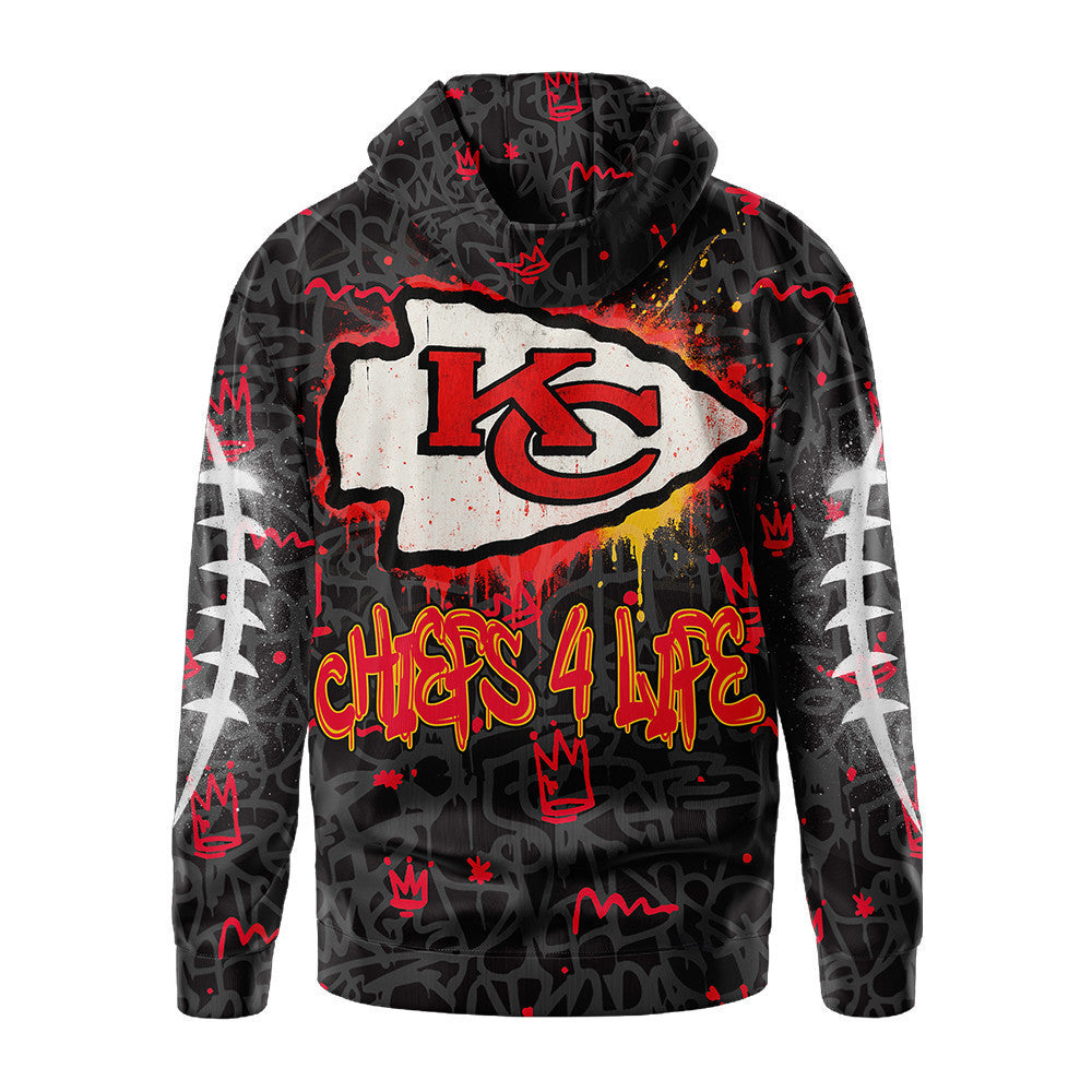 Kansas City Chiefs Premium Special Graffiti My Team 4 Life Hoodie Mm