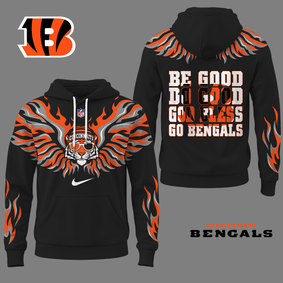 Cincinnati Bengals Premium Fire Wings 3d Hoodie Ny