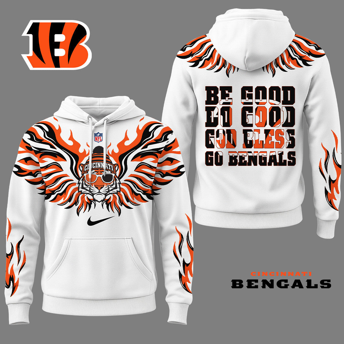 Cincinnati Bengals Premium Fire Wings 3d Hoodie Ny