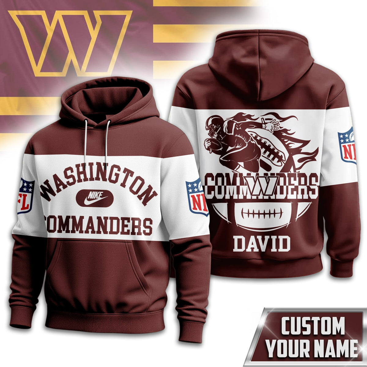 Washington Commanders | Premium Touchdown Spirit Personalized Hoodie Td