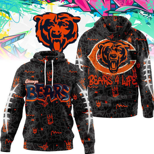 Chicago Bears Premium Special Graffiti My Team 4 Life Hoodie Mm