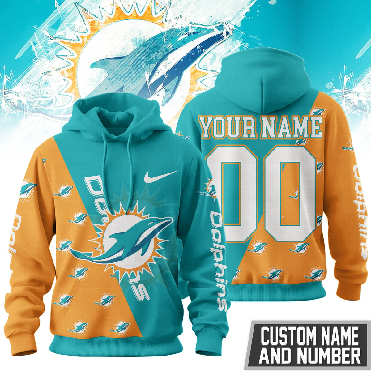 Miami Dolphins Premium True Fan Spirit Custom Football Hoodie