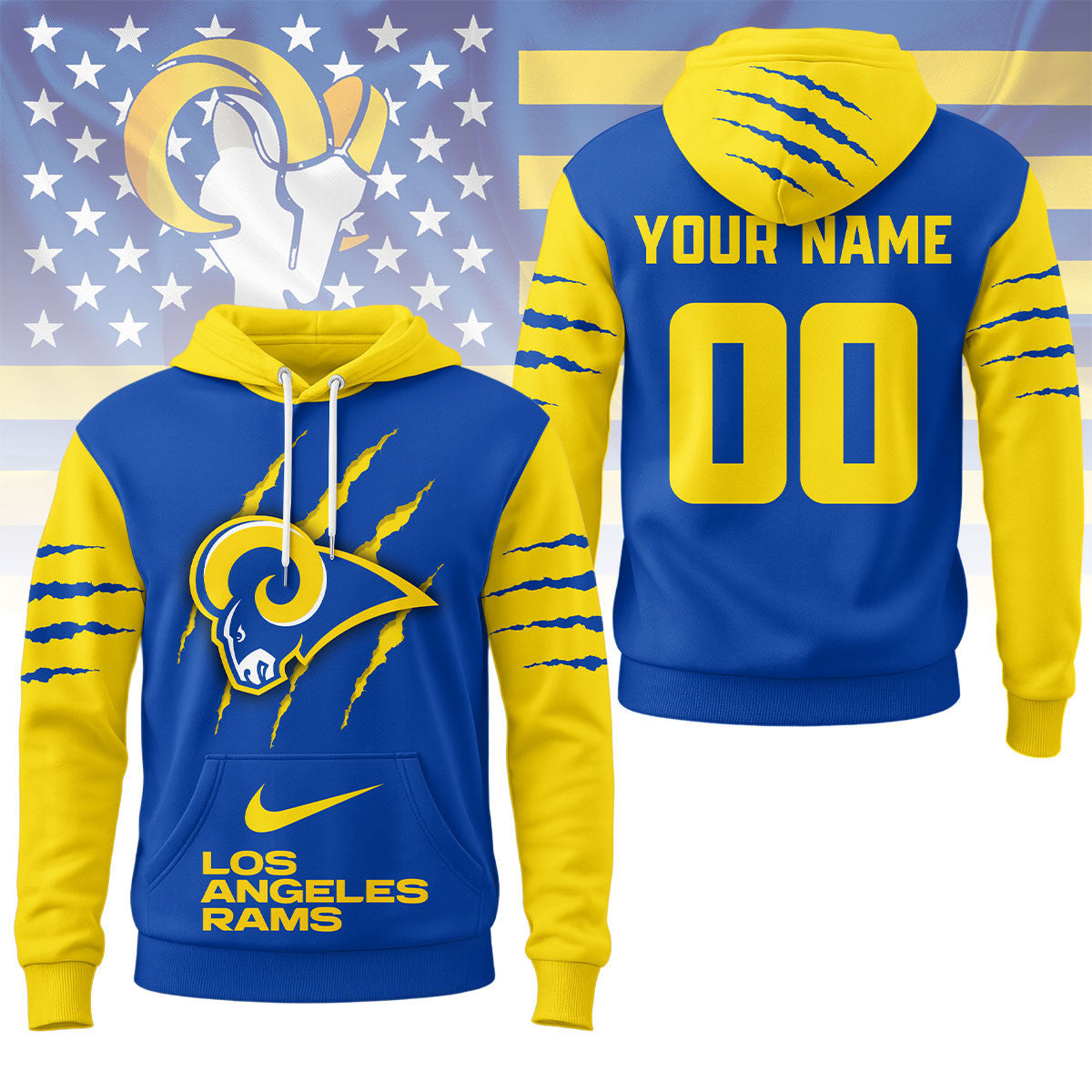 Los Angeles Rams | Premium Nfl Fan Pride Claw Hoodie Ny