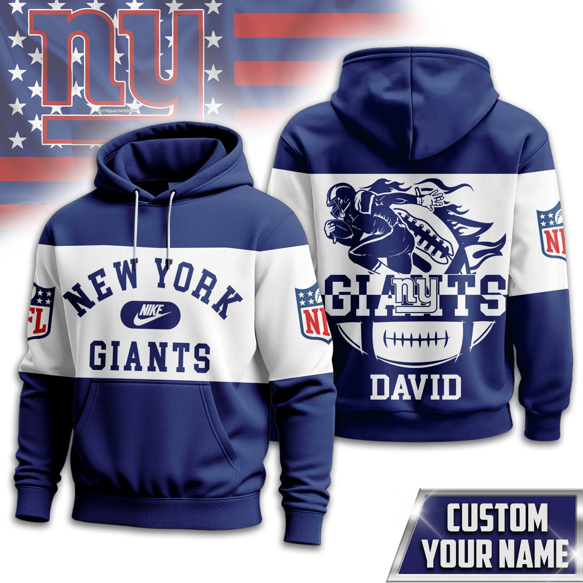 New York Giants | Premium Touchdown Spirit Personalized Hoodie Td