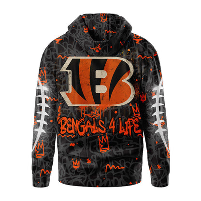 Cincinnati Bengals Premium Special Graffiti My Team 4 Life Hoodie Mm
