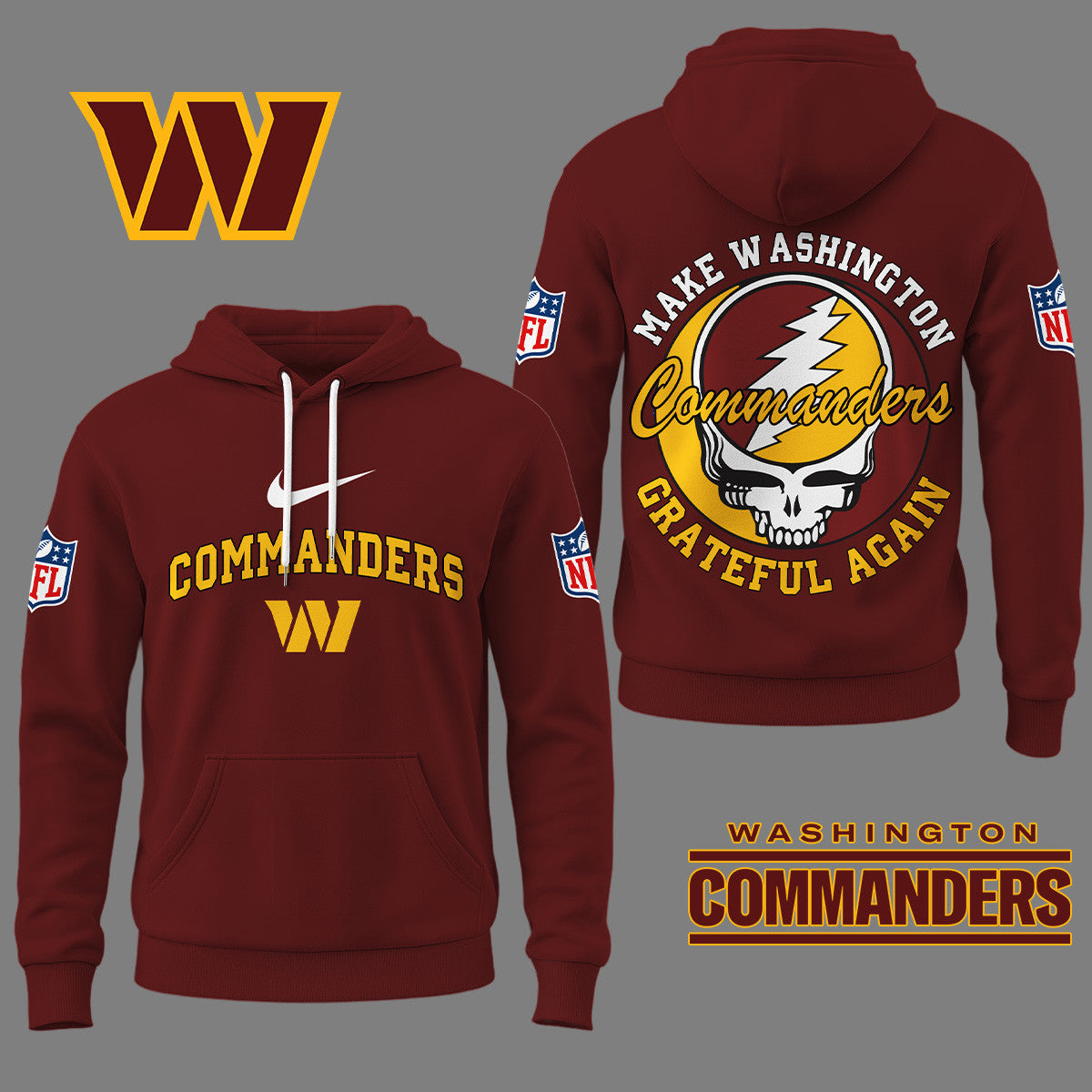 Washington Commanders | Premium Grateful Again Hoodie Ny