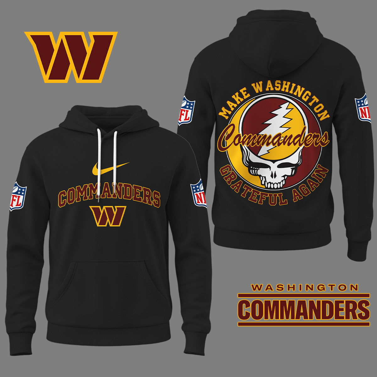 Washington Commanders | Premium Grateful Again Hoodie Ny