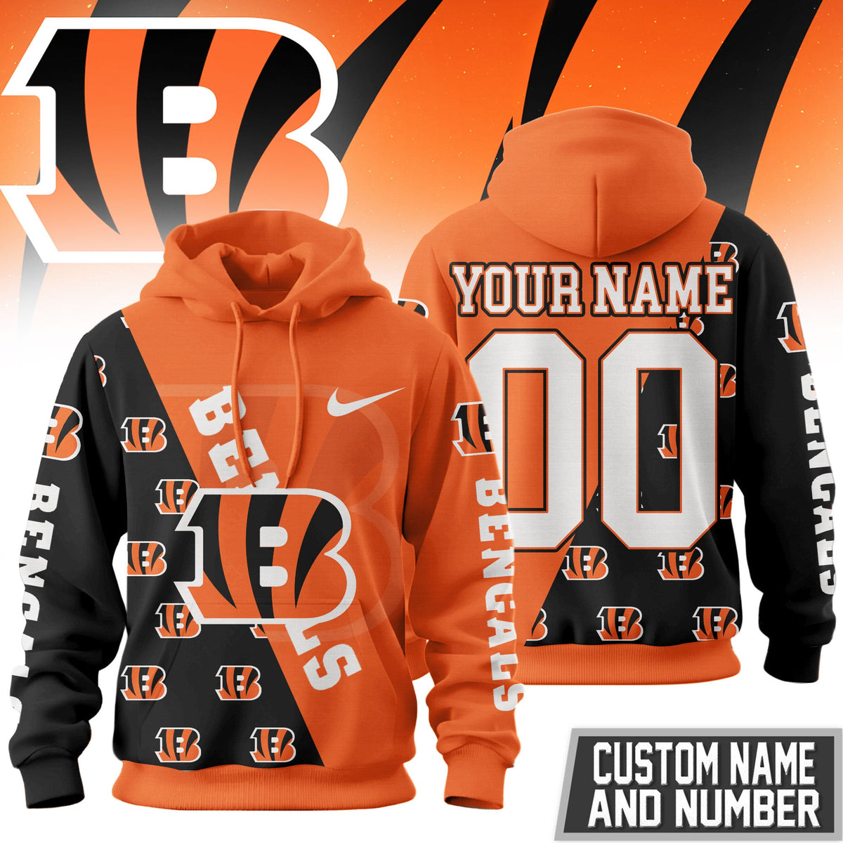 Cincinnati Bengals Premium True Fan Spirit Custom Football Hoodie