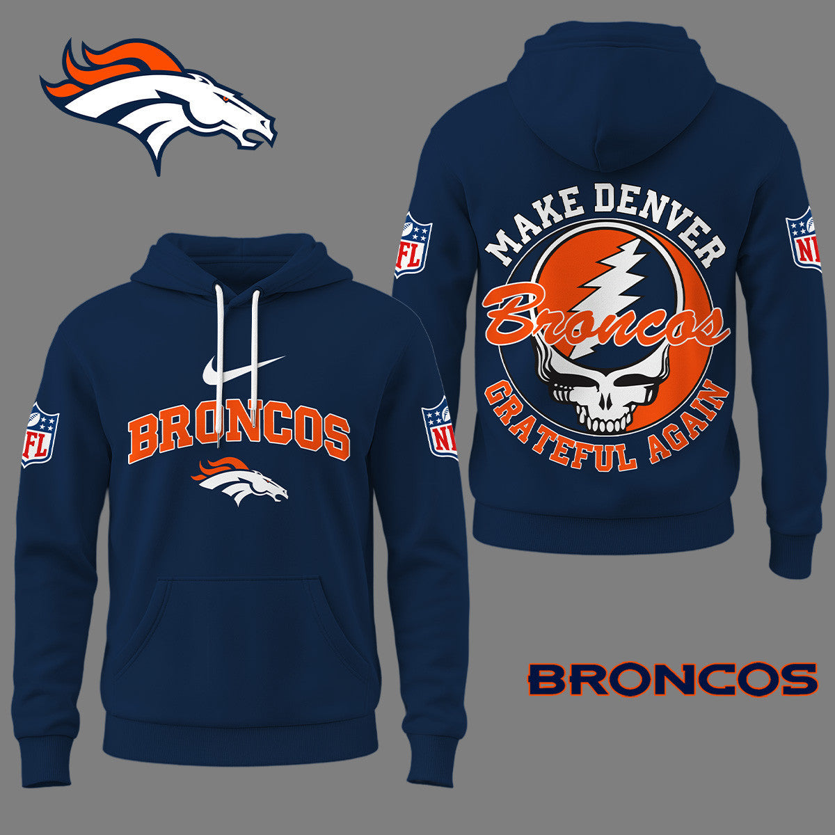 Denver Broncos | Premium Grateful Again Hoodie Ny
