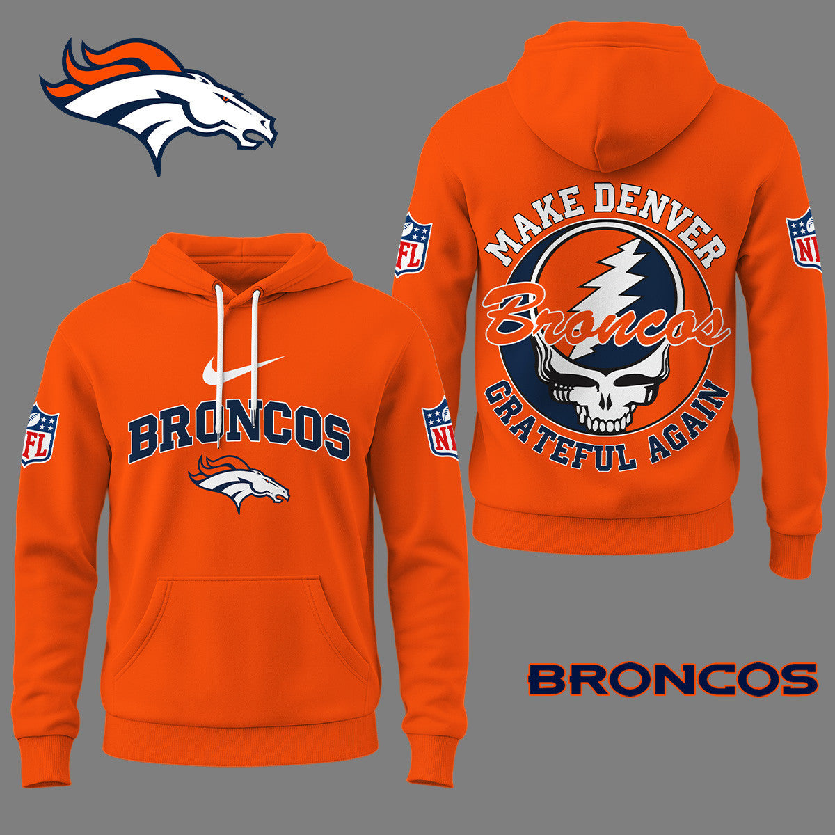 Denver Broncos | Premium Grateful Again Hoodie Ny